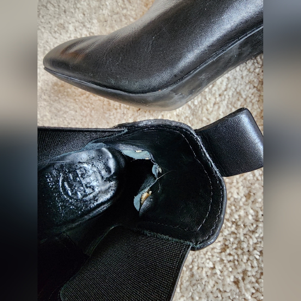 Tory Burch made in Brazil black leather size 9.5 M Chelsea heeled boots - Picture 13 of 16